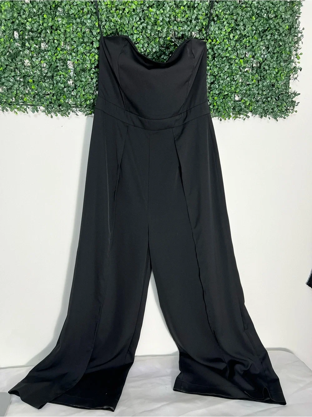 Dream It Black Strapless Front Slit Jumpsuit Size Large